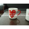 Decal Printed Mug, Heart Handle Mug, Coffee Mug